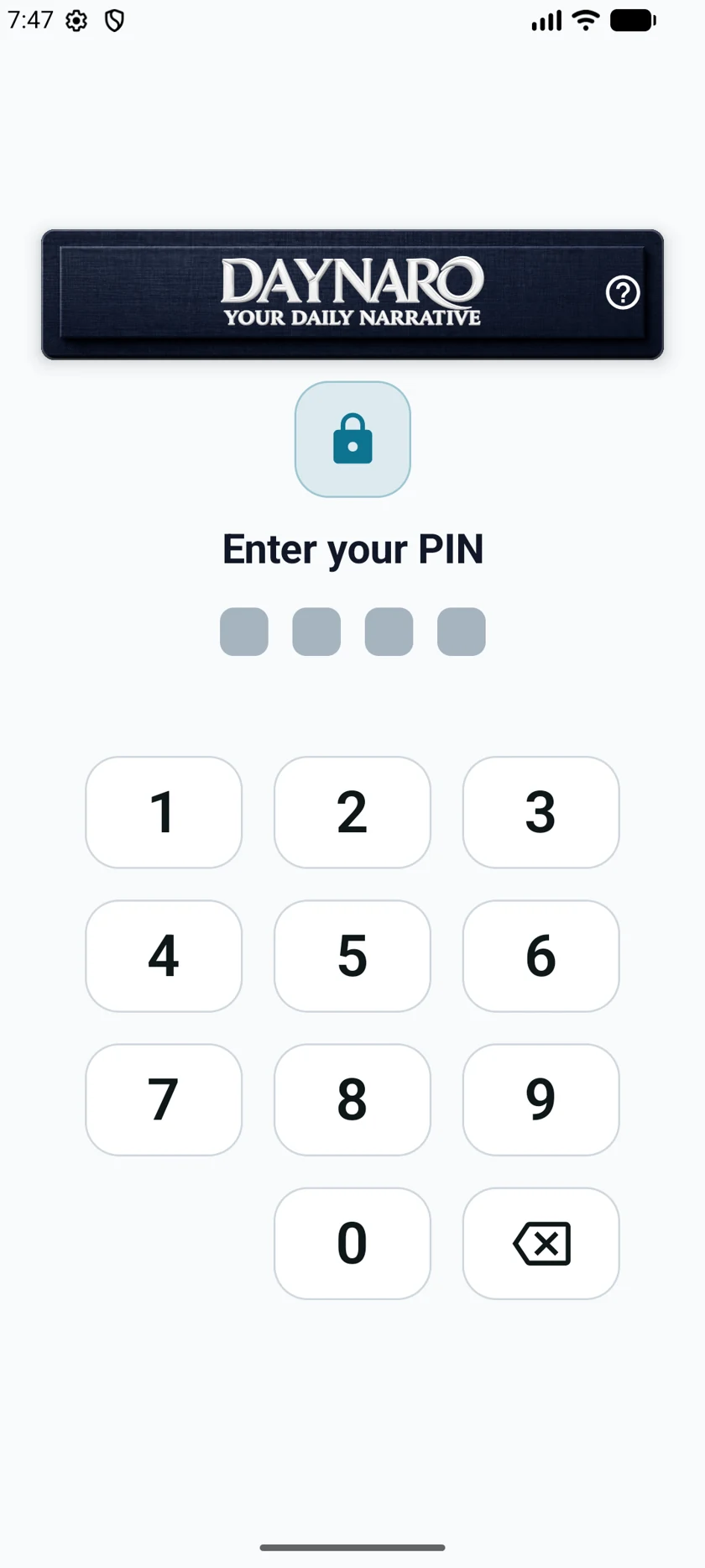 DAYNARO App lock screen with sample data